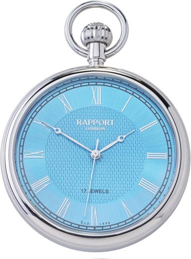 Click to see full view Rapport Mechanical Open Face Pocket Watch, Ice Blue $410