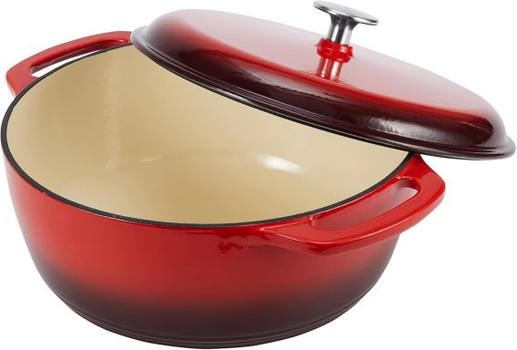 Amazon Basics Enameled Cast Iron Dutch Oven Pot with Lid $38.14